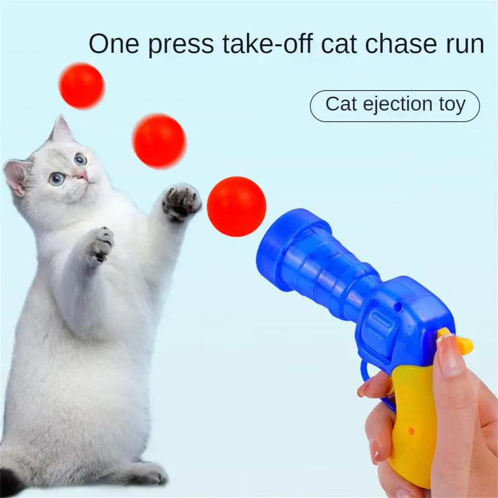 Interactive Launch Training Cat Toys Creative Kittens Mini Pompoms Games Stretch Plush Ball Toys Cat Supplies Pet Accessories