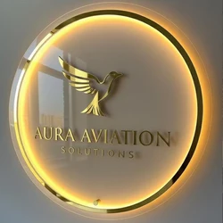 3D Acrylic Salon Sign Round Business Logo Sign Custom Backlit Sign Light up Spa Sign LED Neon Acrylic Wall Signage Neon Mirror
