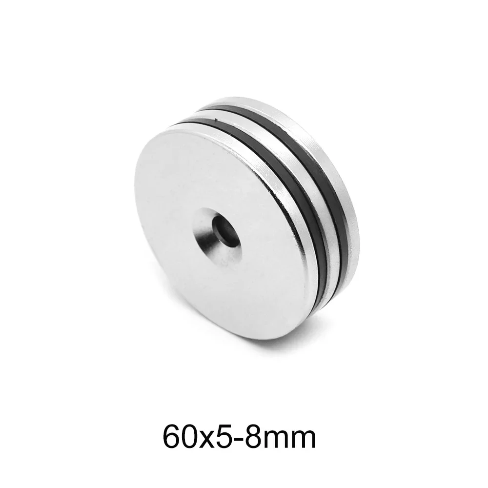 60x5-8 mm Big Search Magnet Strong 60mm X 5mm Round Neodymium Magnet 60*5-8 mm N35 Permanent Magnet Disc 60*5 Hole 8mm