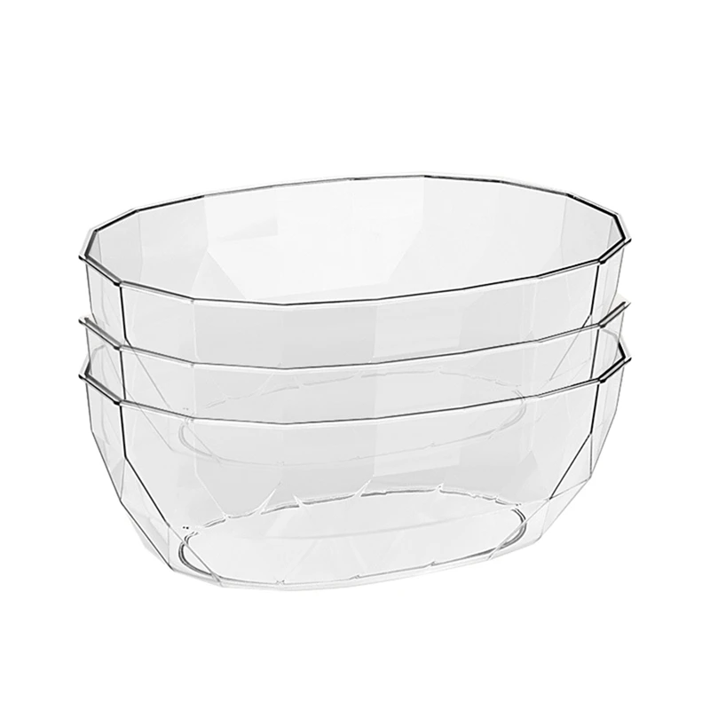 

Set Of 3 Plastic Serving Bowls Clear Mixing Bowls Plastic Bowls For Salad, Party Snack, Popcorn, Chip And Dip