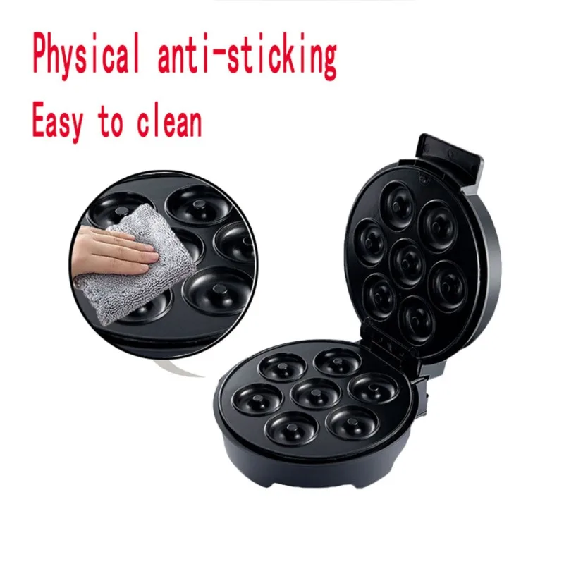 110V 7-Hole Donut Maker Waffle Machine Sandwich Toaster and Cake Breakfast Machine with Interchangeable Plates