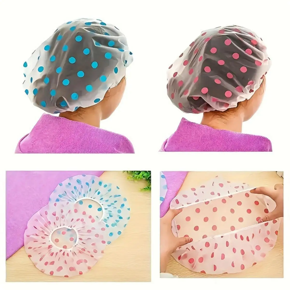 1/5pcs Shower Cap Waterproof Bathing Household Long Hair Shower Dry Hair Cap Kitchen Fume Prevention Sanitary Hat