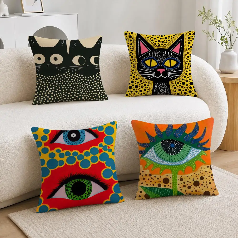 Contemporary Pop Artist kusama yayoi Cushion Cover Soft Fluffy Short Plush  Pillow Case  Sofa Bed Home Decor