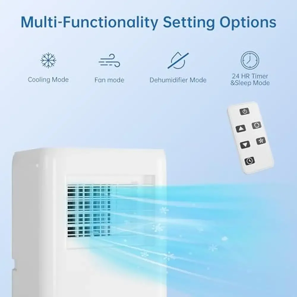 Portable 10000 Btu 3-in-1 Air Conditioner Fan Dehumidifier Remote Control Timer Fast Cooling & Handy Transport