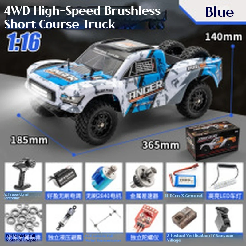Coche todoterreno sin escobillas a escala 1:16, camión de caja corta 3100A, Control giroscópico con tracción en las 4 ruedas, vehículo de juguete con Control remoto de función completa