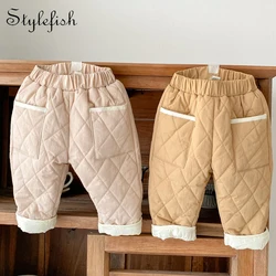 Autumn and Winter New 0-3 Year Old Baby Clothing Baby Diamond Clip Cotton Pants Thickened Versatile Pants