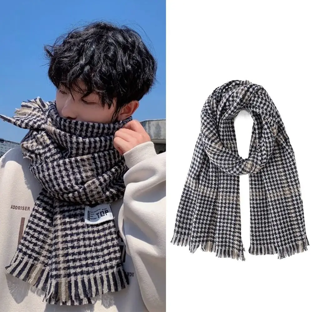 

High Quality Korean Men's Plaid Scarf Casual Thicken Winter Plaid Scarf Warm Long Checkered Scarf Gifts