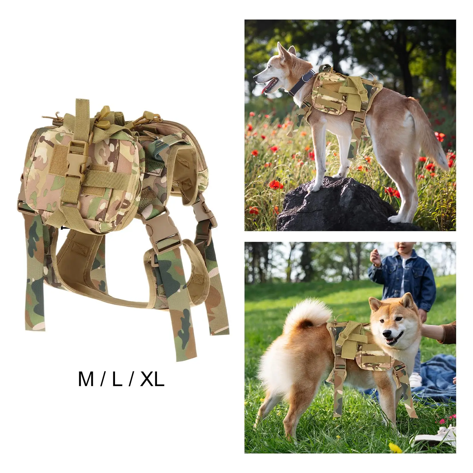 Dog Hiking Backpack Rucksack for Large Medium Dogs High Capacity Nylon Dog Backpack for Travel Hiking Training Camping