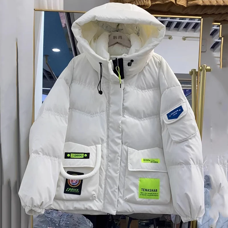 2023 Winter Tooling piumino da donna coreano con cappuccio 90% piumino d'anatra bianco manica lunga tuta Casual piumino caldo