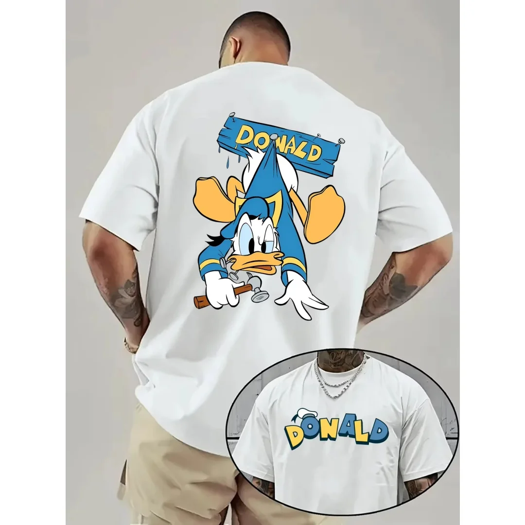 Disney cartoon Donald Duck graphic T-shirt Summer Fashion Sports Pure cotton Men's T-Shirt Children's Clothing Tee Y2k Woman