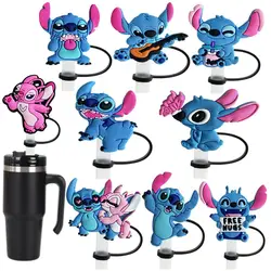 MINISO Stitch series cute cartoon straw cap 10mm drink straw plug reusable spillproof cup straw cap pendant