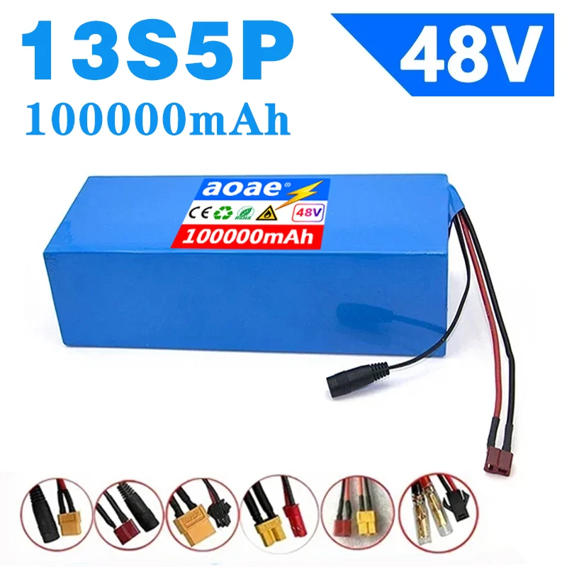 

Оригинальный 13S5P 48 В 100 Ач литиевый аккумулятор для электромобиля 18650 подходит для электрического скутера, горного велосипеда 250-2000 Вт