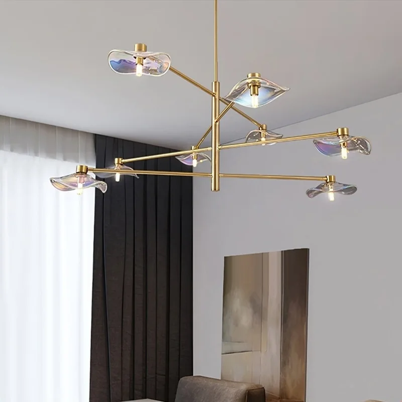 

American Luxury Stained Glass Chandelier Flush Mount Ceiling Light Iron Brass Gold Black Silver Dimmable Lustre