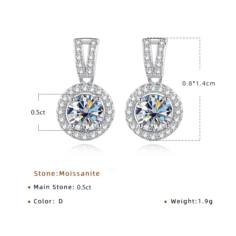 JoyceJelly 2ct Total Moissanite Jewelry Set Sterling Silver 925 Necklace Earrings Fine Jewerly Wedding Set Pass Dismond Tester 5