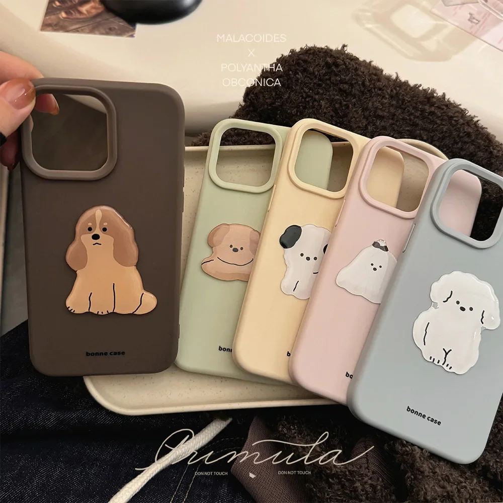 Puppy Golden Retriever poodle Pomeranian art Phone Case For iPhone 16 15 14 13 12 Pro Max Case Cute Luxury Cartoon Soft Cover