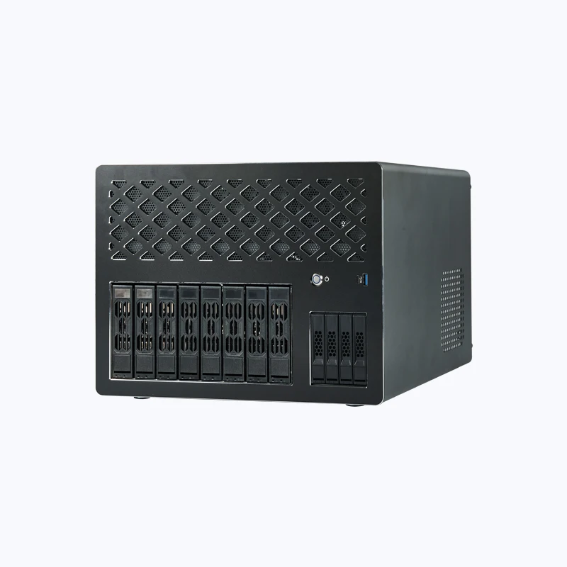 8+4 NAS Case SAS/Nvme Backplane Half Height PCIE Slot ATX Motherboard ATX Power Supply Hot Swap Server