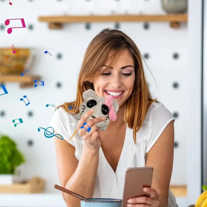 هامستر حزين لعبة قطيفة موسيقية ، كاواي حيوان محشو ناعم ، دمية بلشي لطيف ، هدية عيد الميلاد وعيد الميلاد #4