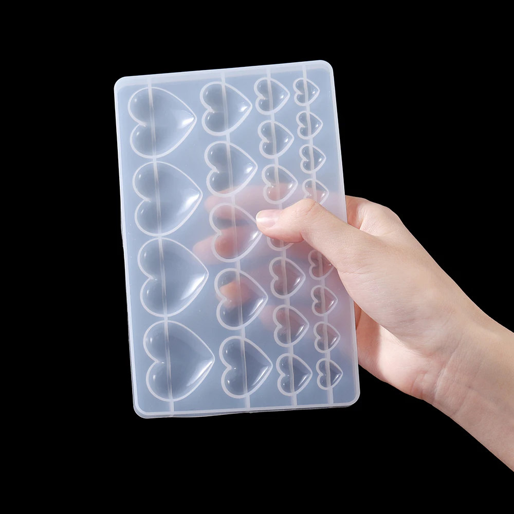 DIY 큐브 링 목걸이 팔찌 네일 아트 보석 패치 크리스탈 에폭시 수지 사랑 모양 실리콘 몰드 쥬얼리 만들기위한