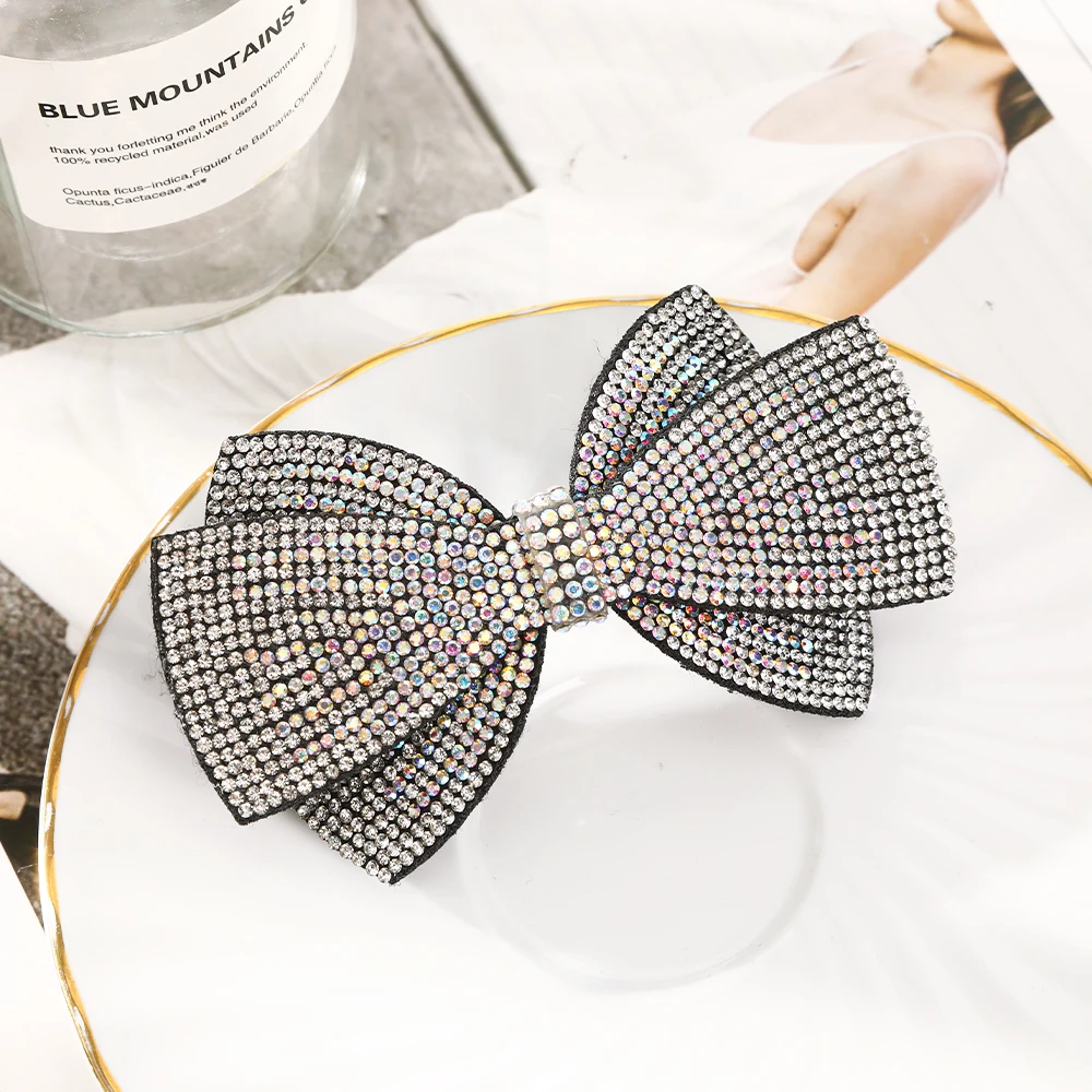 3 uds pajarita de diamantes de imitación de doble capa horquilla de pico de pato pinzas para el cabello de cristal sombreros de San Valentín accesorios para el cabello de niña regalo de Festival