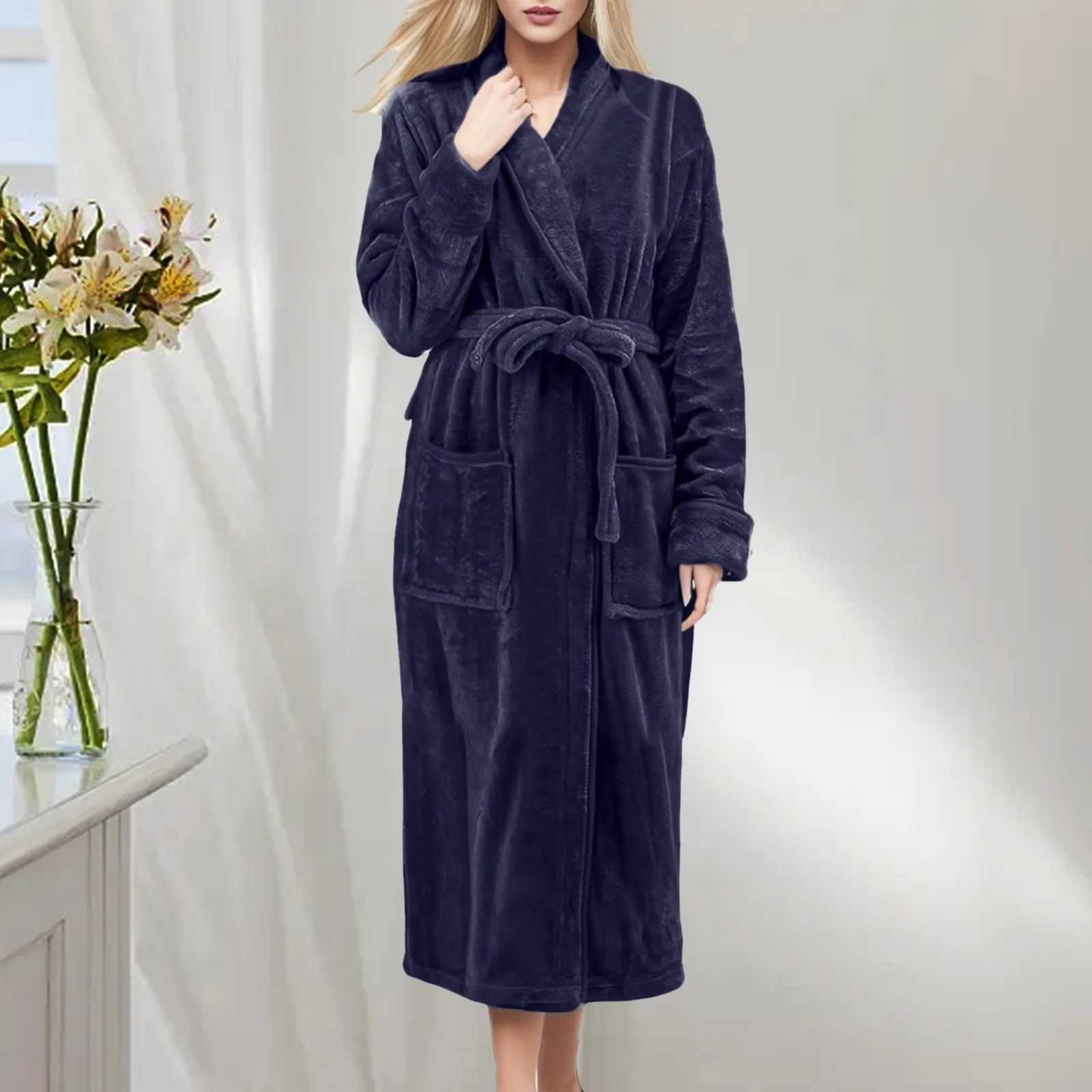 Thicken Warm Flannel Robe Winter Long Sleeve Plush Bathrobe Sexy Hooded Women Fleece Nightgown Lounge Sleepwear Bathing Homewear