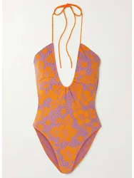 Women's Swimwear Fashion Print Halter One Piece Swimsuit Backless Bathing Suit Sexy / New Vacation Beachwear 2024