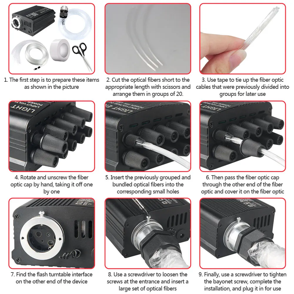 16W Twinkle RGBW Fiber Optic Star Ceiling Lights Kit Smart APP Sound Control LED Engine for Car Starry Sky Fiber Optic Light LED