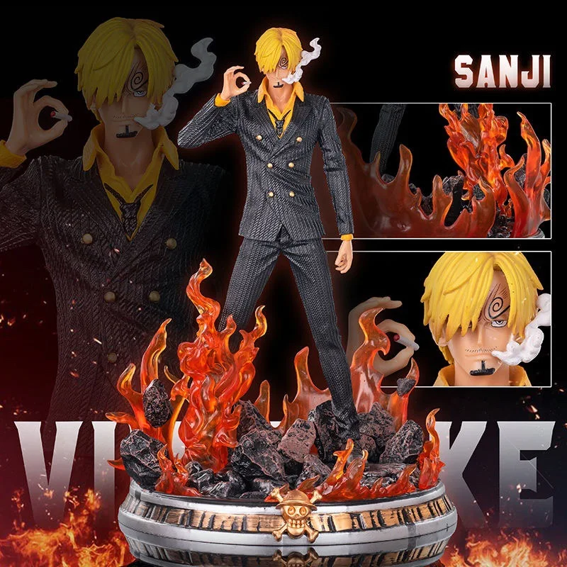 

Экшн-фигурка Gk Vinsmokesanji, Слитная статуя, черная, белая одежда, модель пламени, украшение, Детская фотография, 36 см