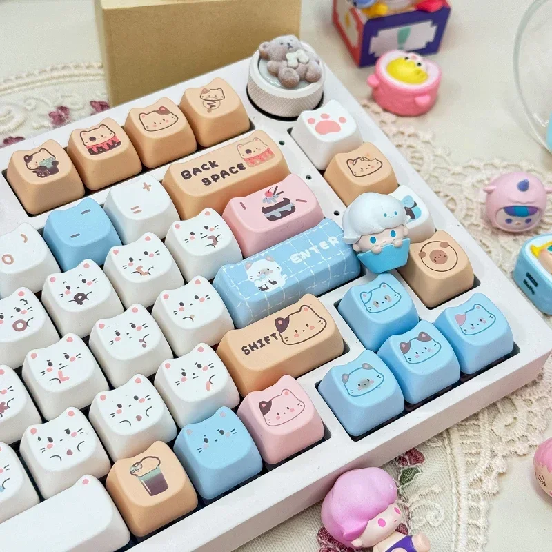 Imagem -03 - Sea Salt Meow 140 Teclas Pbt Keycaps Mao Perfil Keycap Dye Sublimation Mecânico Teclado Keycap para mx Switch Gk64 Gk75