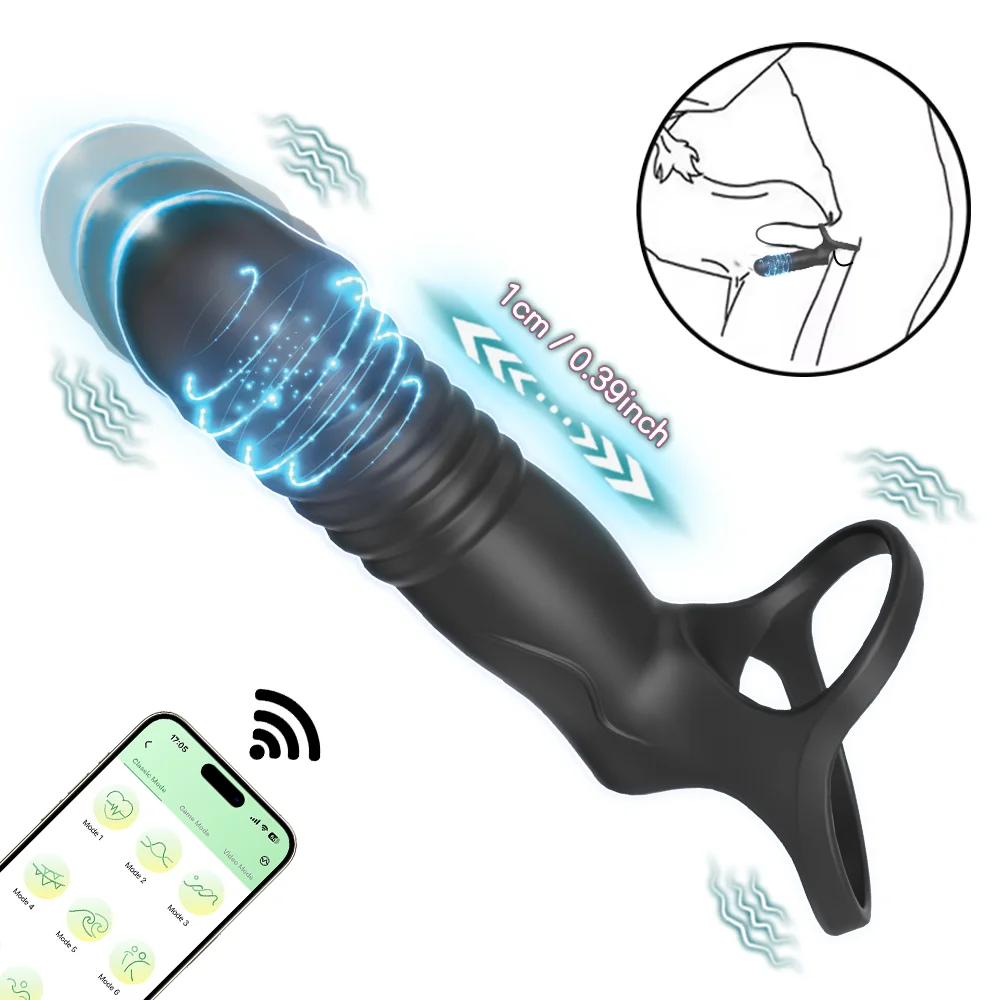 تطبيق لاسلكي Thrusting الشرج هزاز دسار مزدوج الاختراق بعقب المكونات حزام على خاتم الديك تهتز القضيب الأزواج ألعاب لعبة الجنس #4