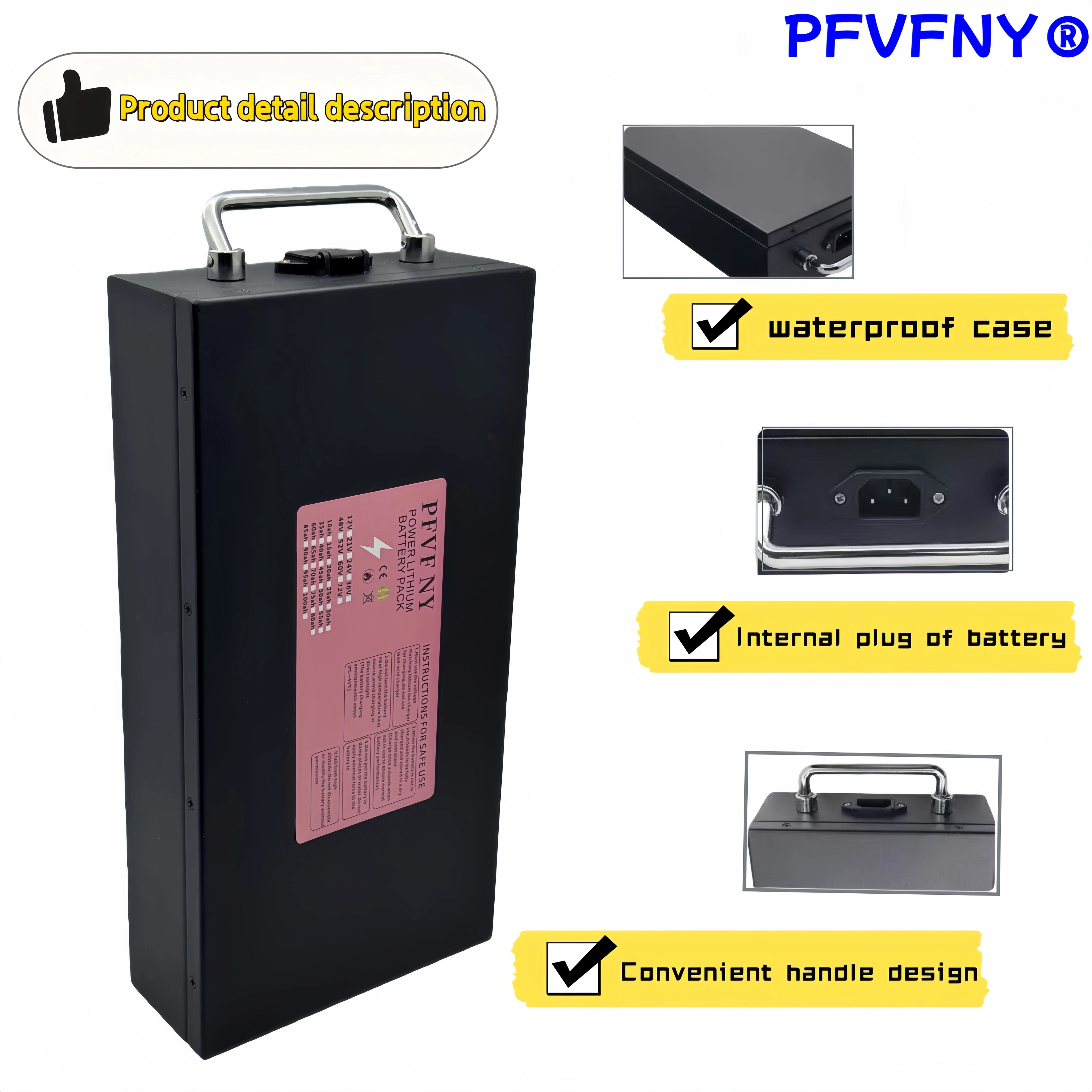 20AH-100AH brand new 60V18650 lithium battery 40AH BMS, air freight fast delivery, application 500W-3000W