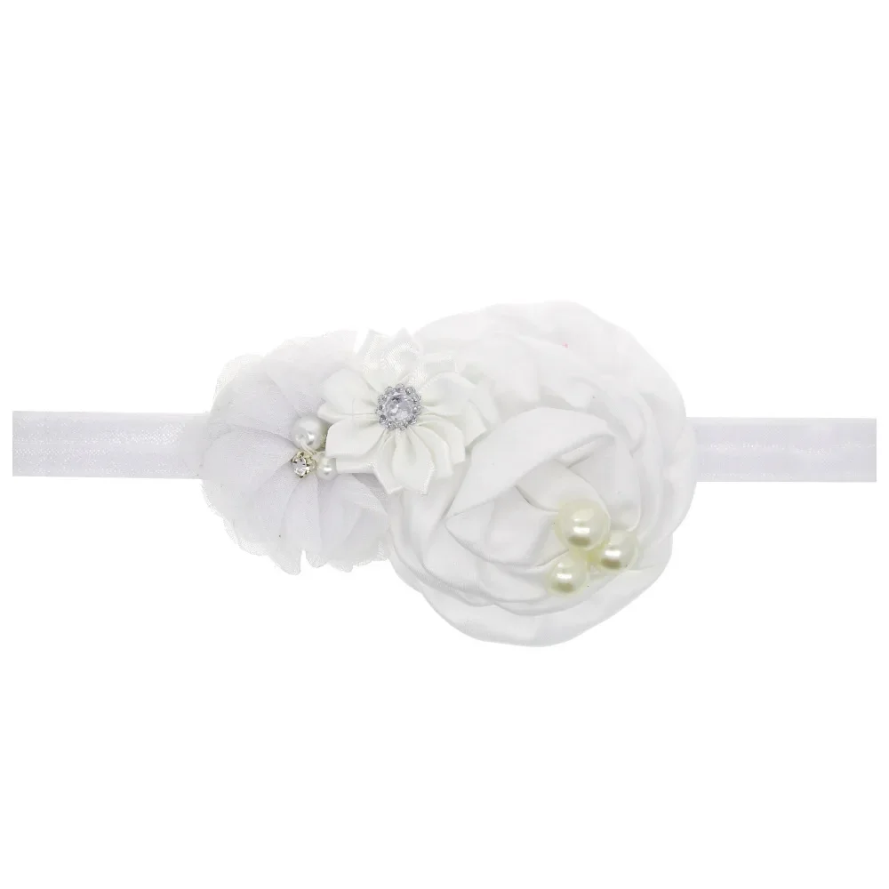 Yundfly Chic Newborn Baby Headband Ruffle Flower Crystals Elastic Headbands Kids Hairband Photography Props Gifts