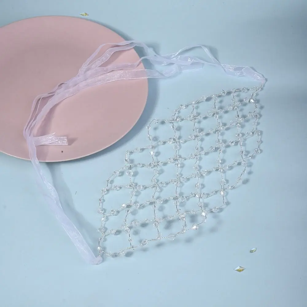Bar Mitzvah Crown Rhinestone Hair Band Net Shape Rhinestone Pearl Princess Hair Band Korean Style Hair Hoop Bride Tiaras