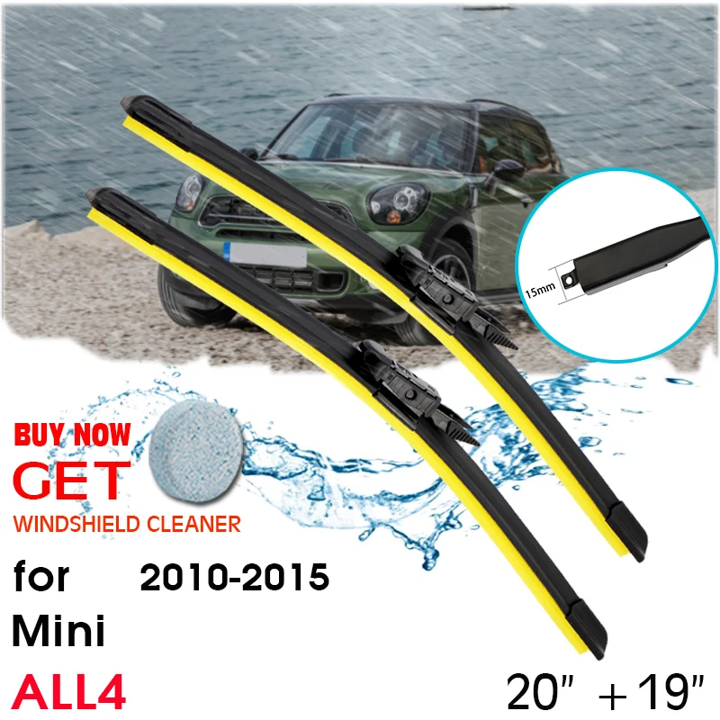 

Car Wiper Blade Window Windshield Rubber Silicon Refill Wiper For Mini ALL4 2010-2015 LHD / RHD 20"+19" Car Accessories