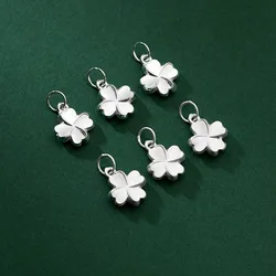 1pc/Lot 925 Sterling Silver Lucky Clover Flower Circle Charms Women Necklace Earrings Silver Pendants Danglers DIY Jewelry Make