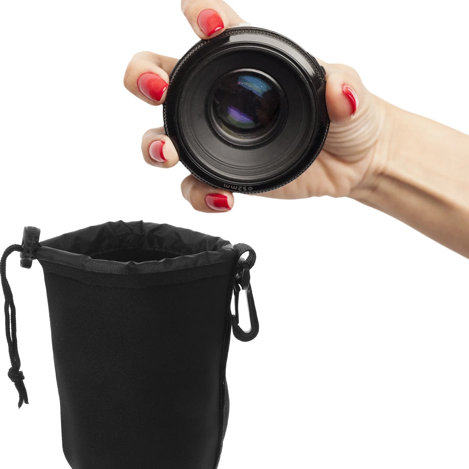 

Camera Lens Case Shockproof Pouch for Travel Storage Bag Protective Durable Easy Open Close Portable Lens Pouch
