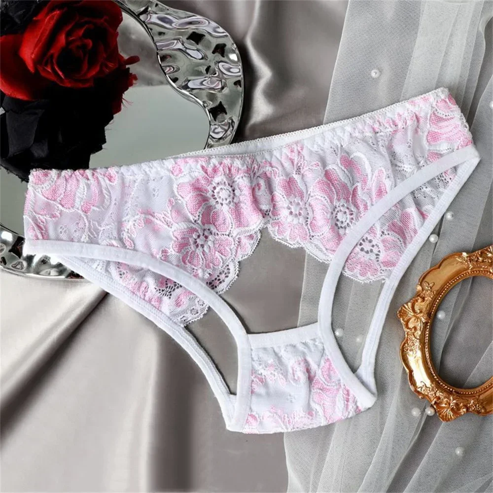 ملابس داخلية مثيرة للنساء سراويل داخلية شفافة مفتوحة المنشعب ملابس داخلية من الدانتيل الجاكار للسيدات سراويل شبكية