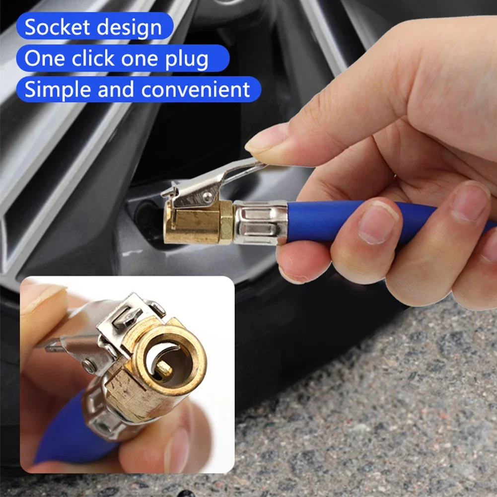 Car Tire Inflator Hose Portable Tire Inflation Extension Tube Flexible Tyre Air Compressor Pipe Thread Nozzle for Car Automobile