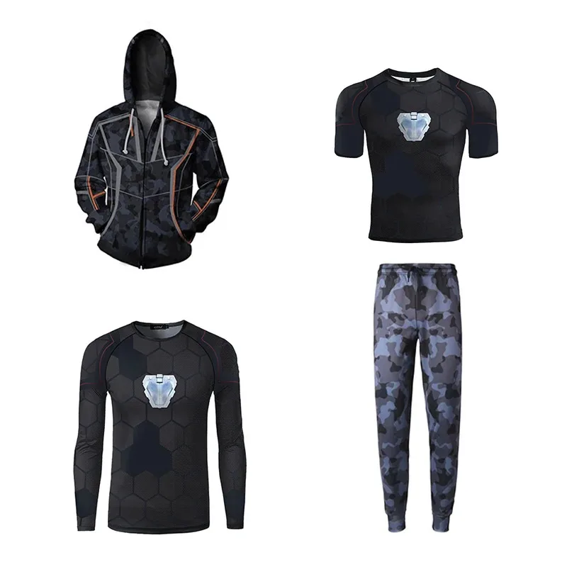 Az15Infinity War Running Camiseta Calças esportivas Tony Stark Moletom Thanos Loki Zip Hoodie
