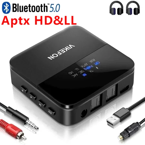 Receptor y transmisor de Audio Bluetooth 5,0, adaptador inalámbrico AptX HD LL de baja latencia CSR8675 RCA SPDIF, conector auxiliar de 3,5mm para TV, PC y coche
