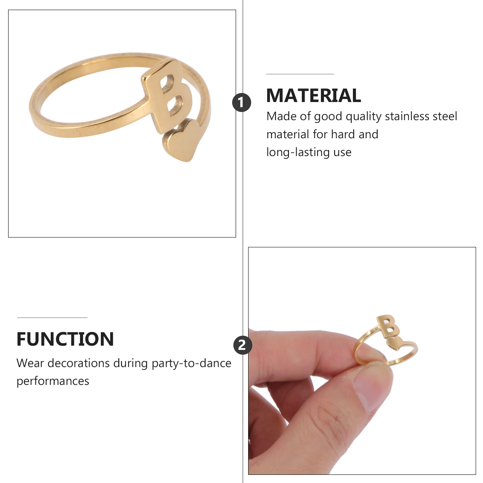 

Ring English Initials Rings Vintage Delicate Golden Stainless Steel Exquisite Decoration Lovers