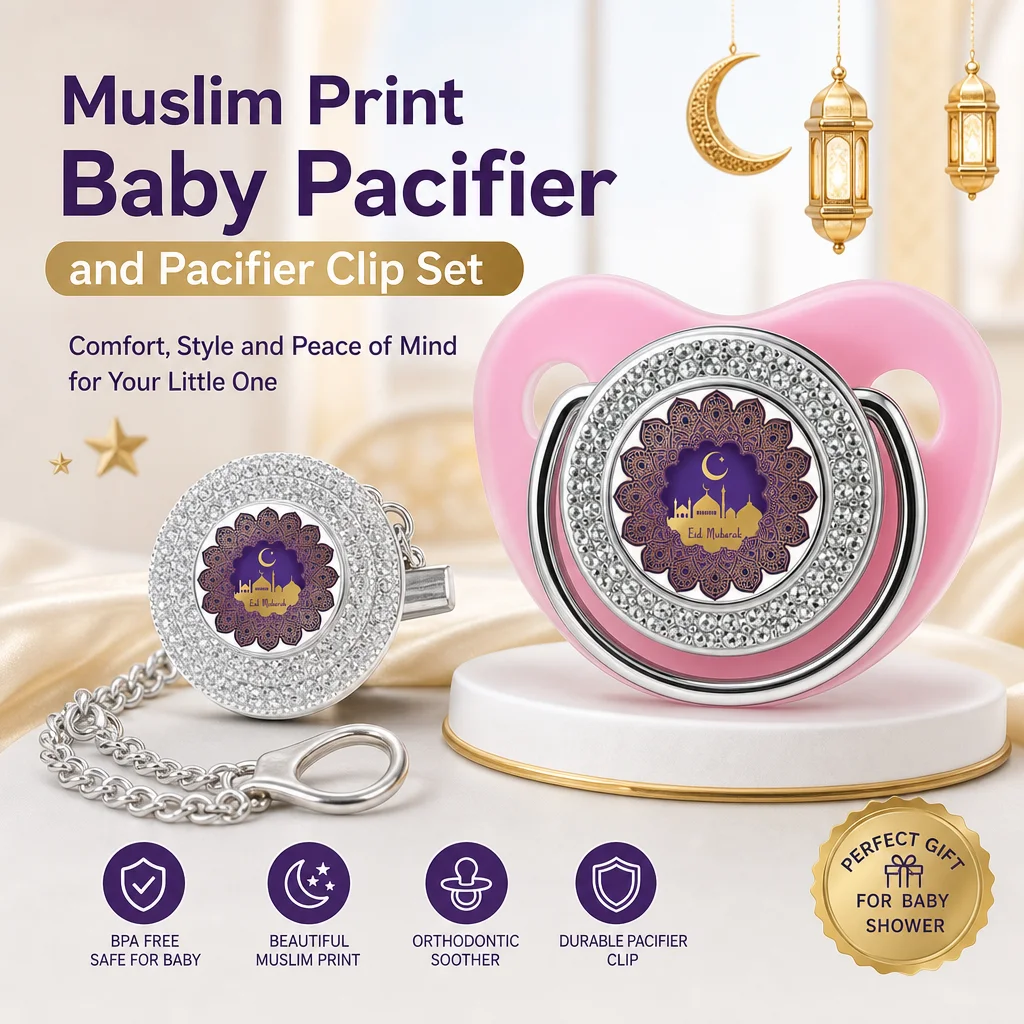 Muslin Print Newborn Pacifier Clip Baby Soother Silicone Teething Chew Toy Calm Comfort Infant Gift High Quality