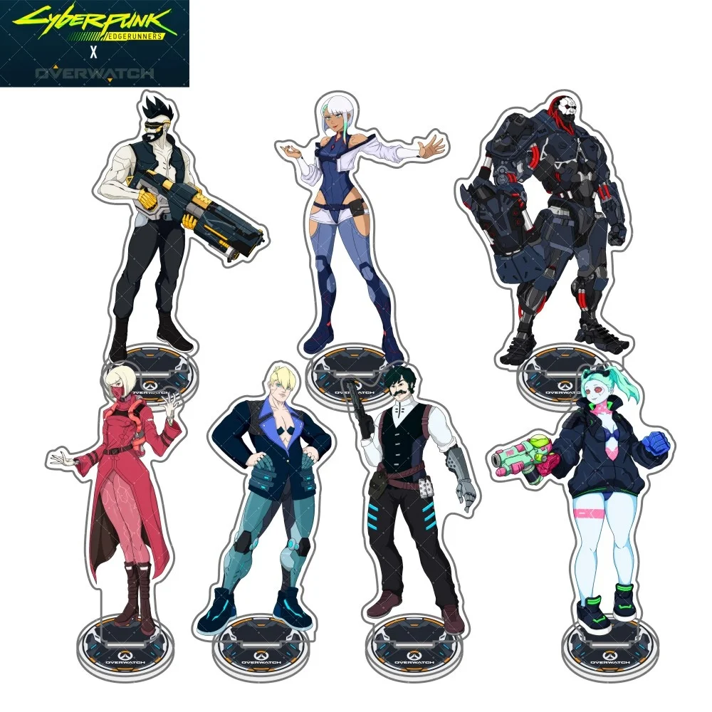 Cyberpunk Style Overwatch Inspired Acrylic Stand keychain Figure David Martinez Lucy Rebecca Anime Character Desk Decor