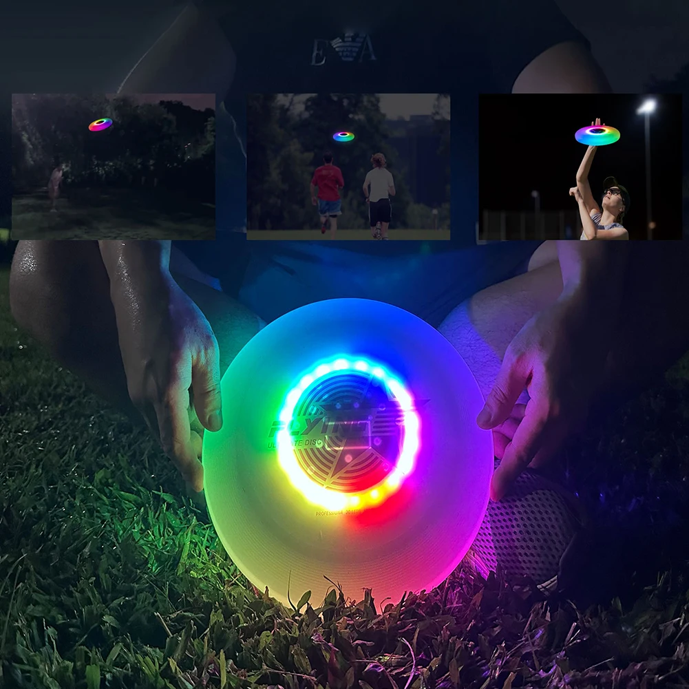 LED Flying Disc 20LED Ultimate Flying Saucer Type C ชาร์จ Professional Ultimate Flying Disc สําหรับการแข่งขันทีมของเล่นกลางแจ้ง