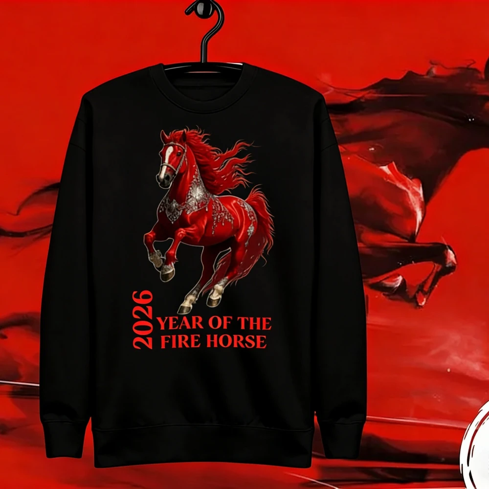 

2026 год лошади, толстовка унисекс, символический пуловер, одежда для мужчин и женщин, новогодние праздничные костюмы, модные топы