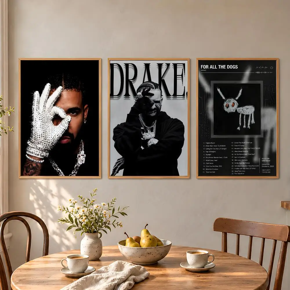 Hotline Bling Drake Rapper Take Care OVO Poster Aesthetic Wall Art Poster HD Waterproof PP Self Adhesive Bedroom Dorm Room Decor