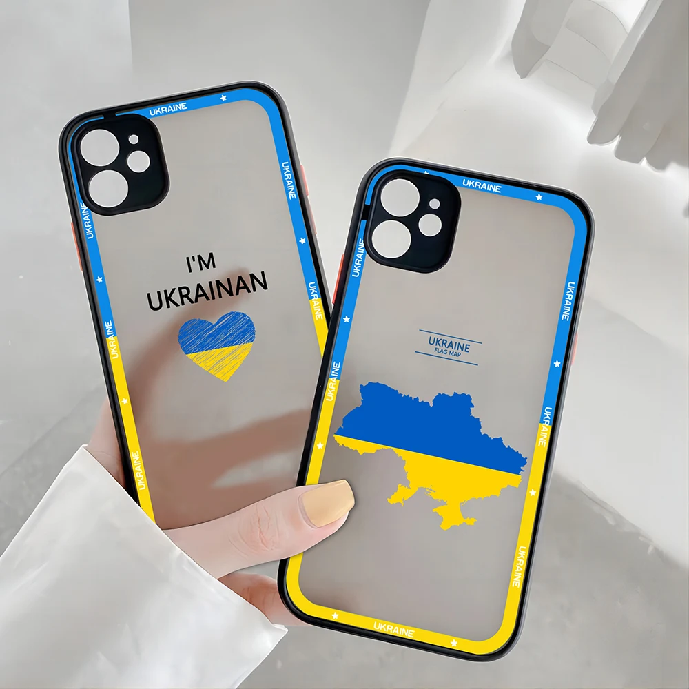 Hot Love Ukraine Map Flag Passport Phone Case For iPhone 15 14 13 12 11 Pro Max X XR XS Max SE 7 8  Plus Matte Transparent Cover