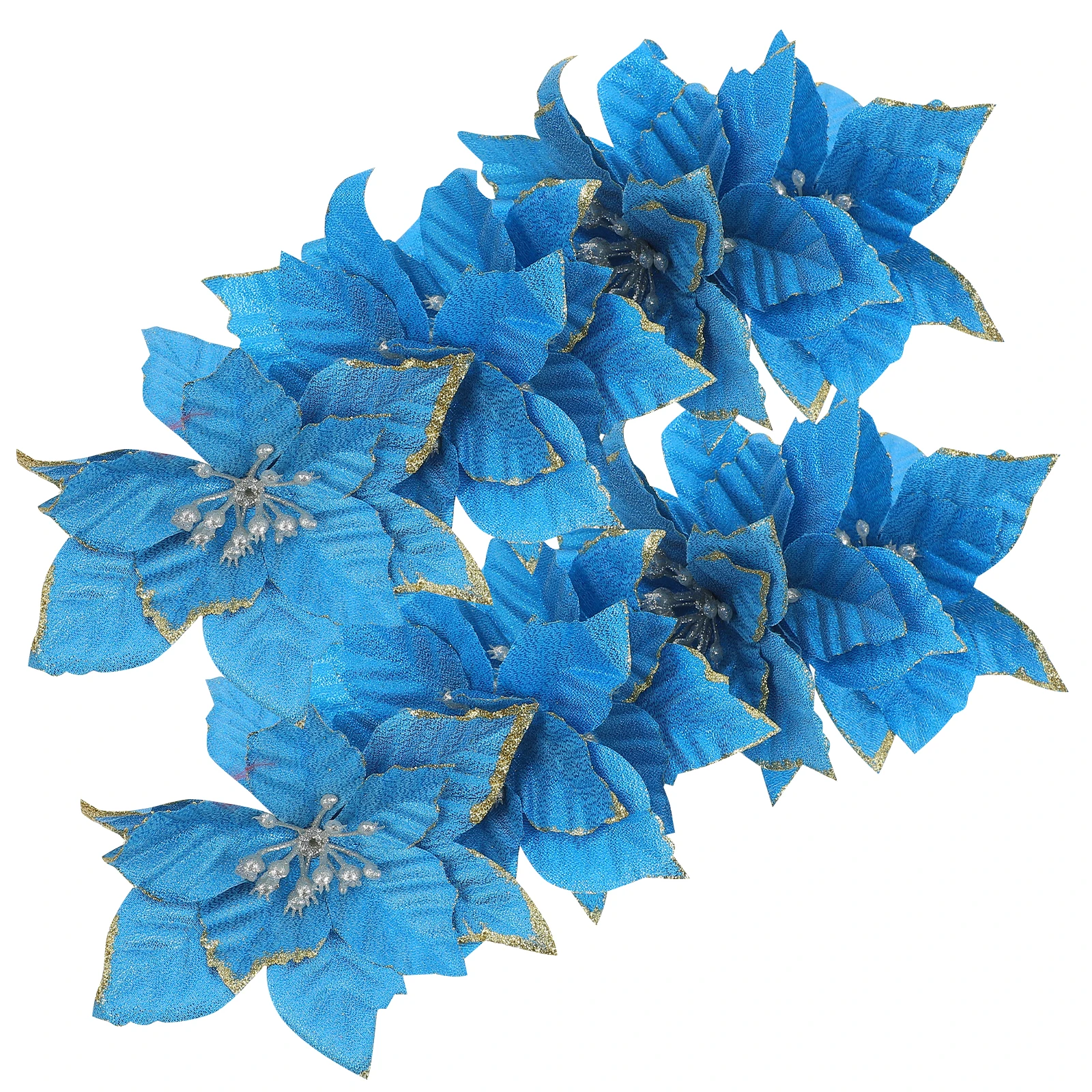 

24 Pcs Christmas Decoration Artificial Flowers PE Glitter Fake Large Size for Tree Wreath Table Centerpiece Party Supplies