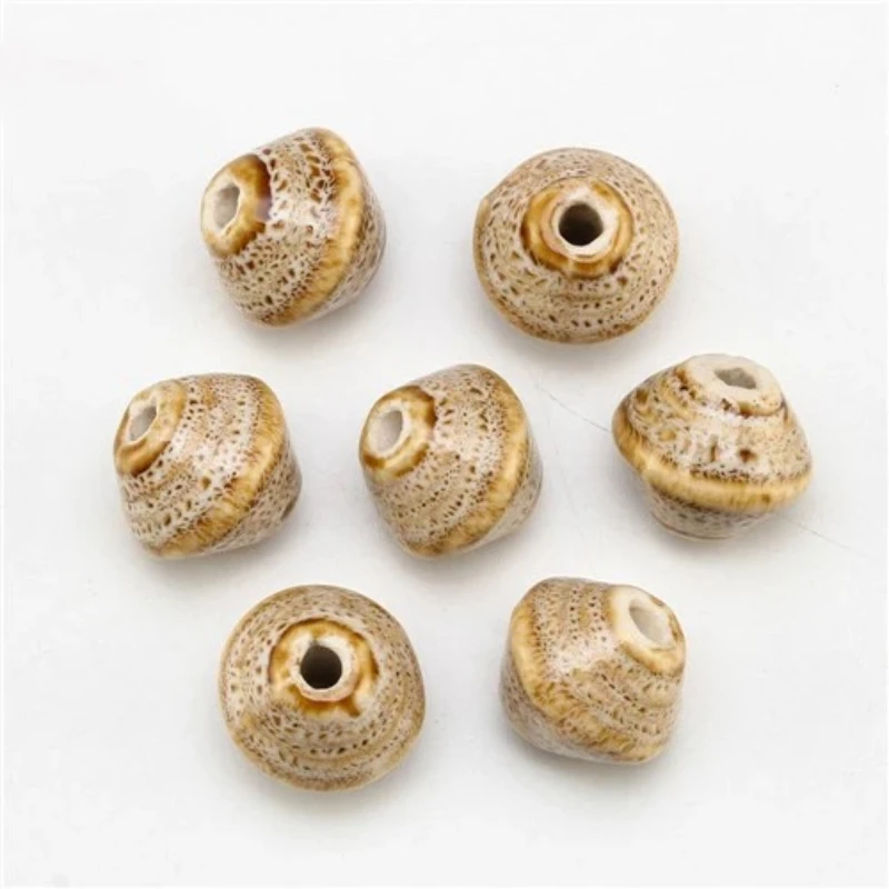 10Pcs Vintage Gyro Flower Glaze Ceramic Beads For DIY Bracelet Jewelry Making Accessories   Fashion Bicone Porcelain Spot Beads