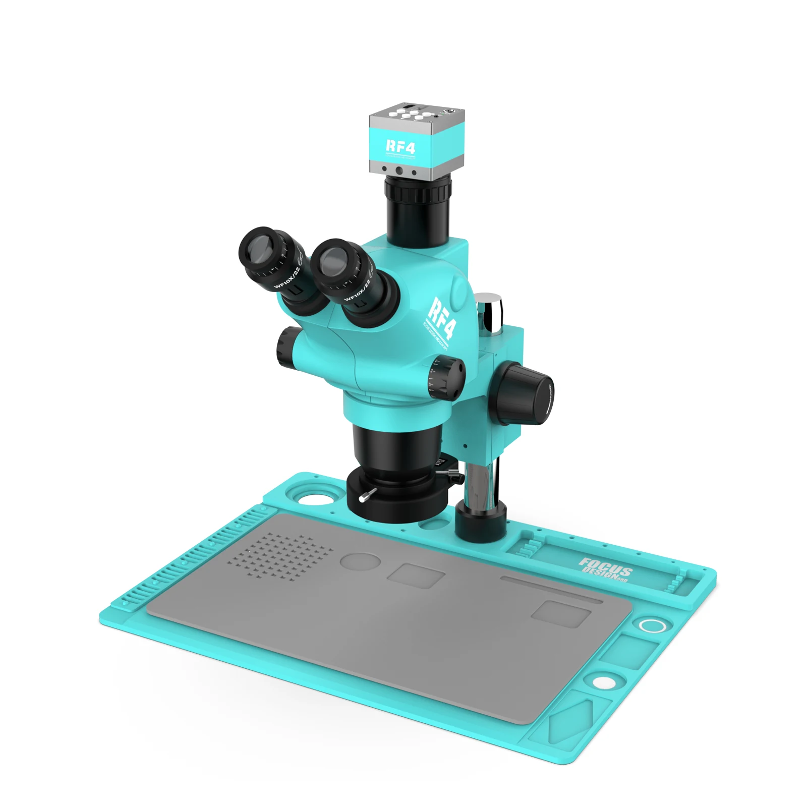 RF4 6.5-65X Electronics Mobile PCB Repair Trinocular Microscope With 2K HD Camera Alloy Maintenance Pad For Phone Soldering