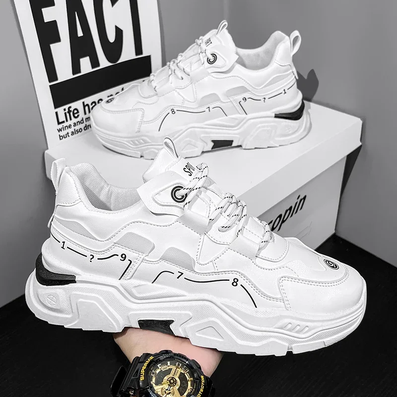 

High-top Sports Shoes, New Trendy Breathable White Shoes, Versatile and Stylish, Height-increasing Sports and Casual Shoes